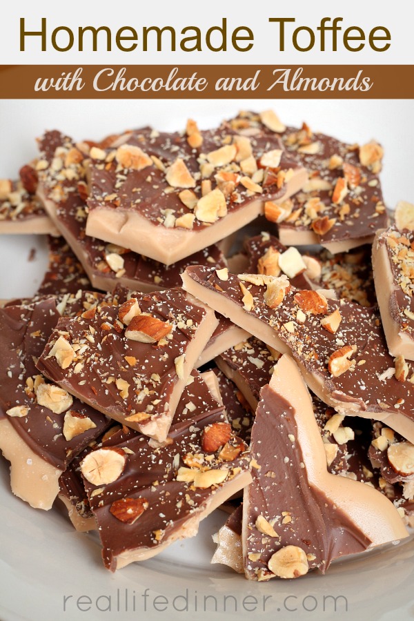 Homemade Toffee with Chocolate and Almonds