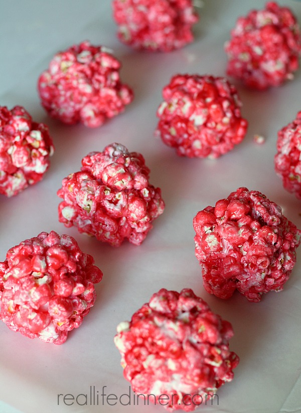 Jello Popcorn Balls with Mini Marshmallows...Perfect Valentine Treat!