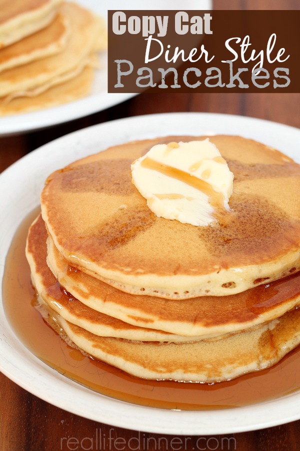 No buttermilk needed, Copy Cat Diner Style Pancakes. SO GOOD!!!