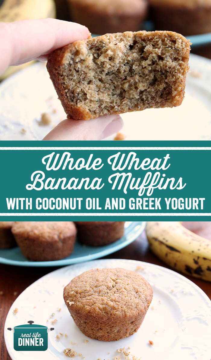 Whole Wheat Banana Muffins with Coconut Oil and Greek Yogurt Real