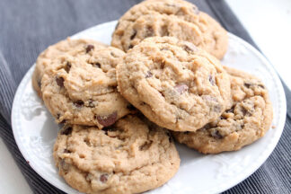 chewy, peanut butter chocolate chip cookies, perfect texture and flavor