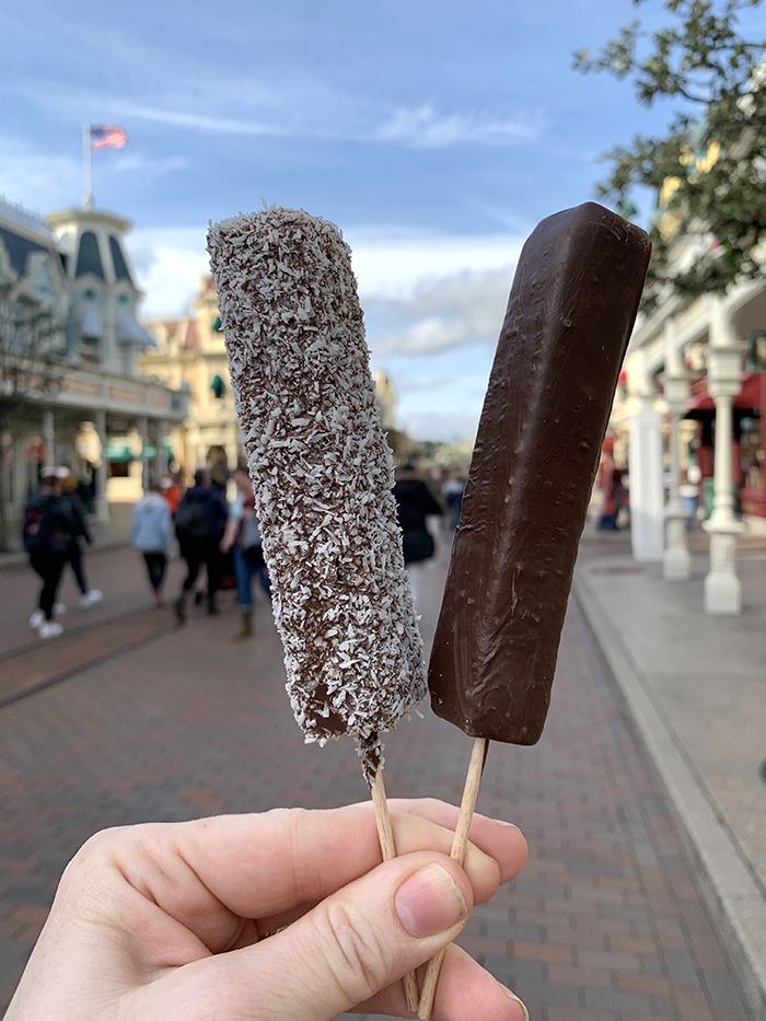 Marshmellow Sticks dipped in chocolate. One in milk chocolate, one in milk chocolate and coconut