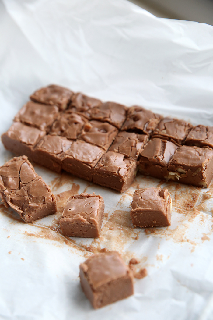 fudge cut into inch pieces and ready to serve