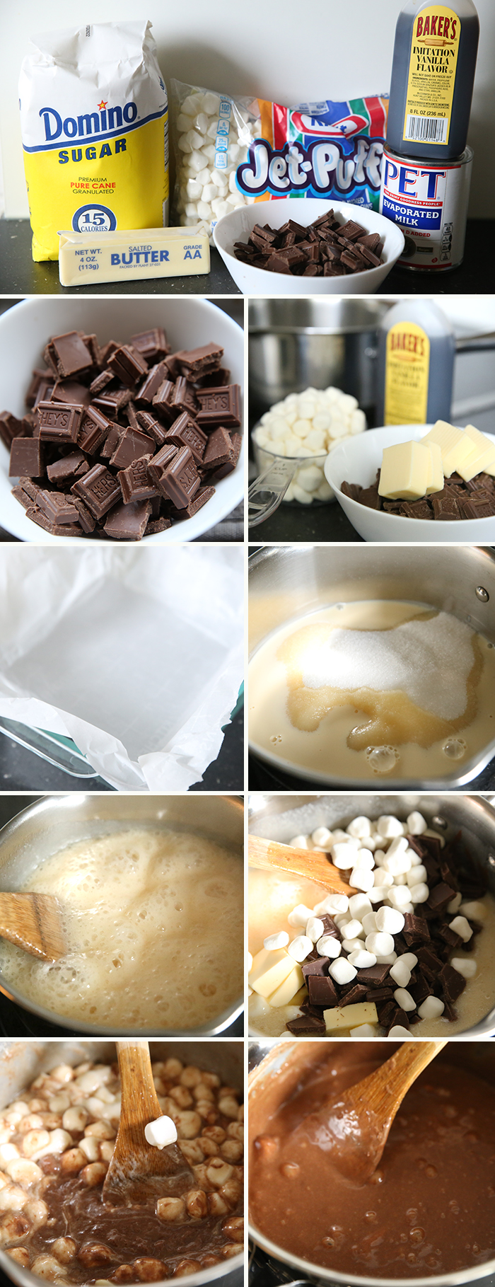 step by step instructions for making hershey bar fudge