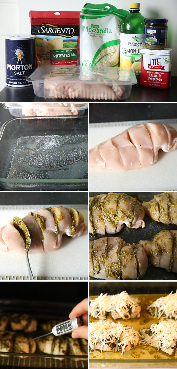 a set of pictures laying out the steps for making a chicken recipe