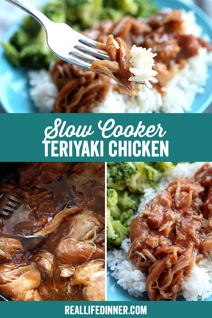 Pinterest Collage showing Slow Cooker Teriyaki Chicken