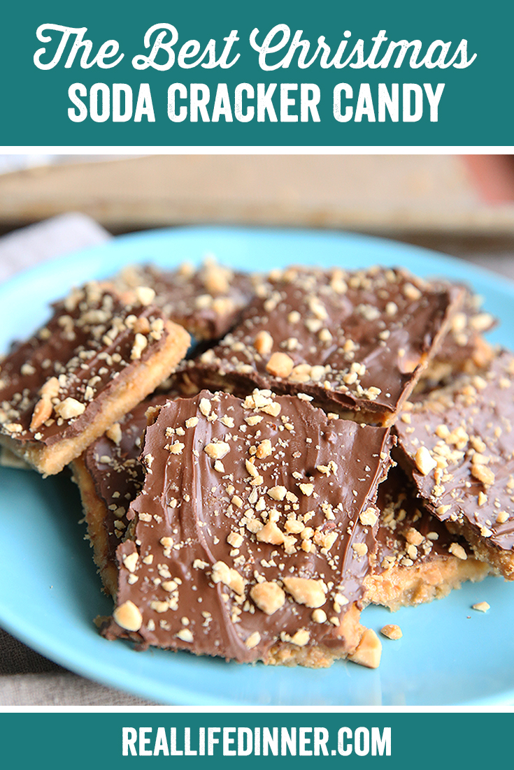 Pinterest image of the best soda cracker Christmas candy