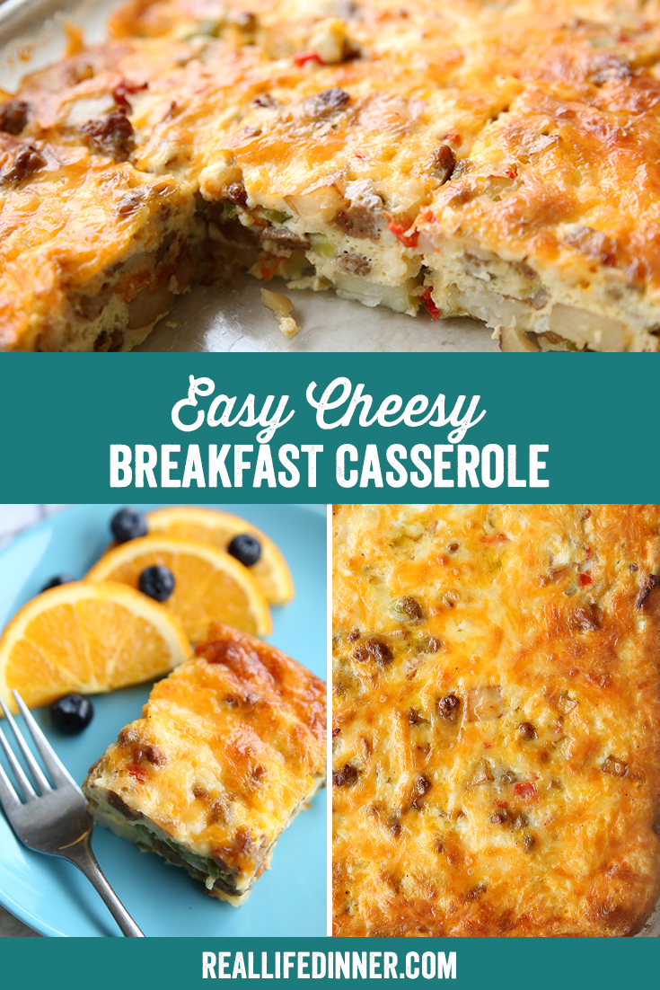 Pinterest Collage for easy cheesy breakfast casserole