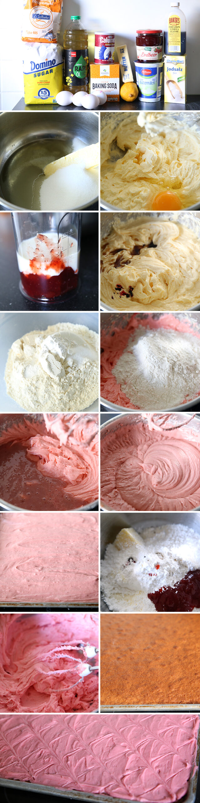 Step by step pictures for making Strawberry Jam Sheet Cake