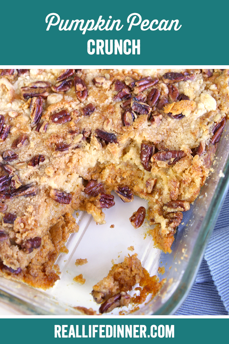 a pinterest collage photo of pumpkin pecan crunch. it has one picture in it.