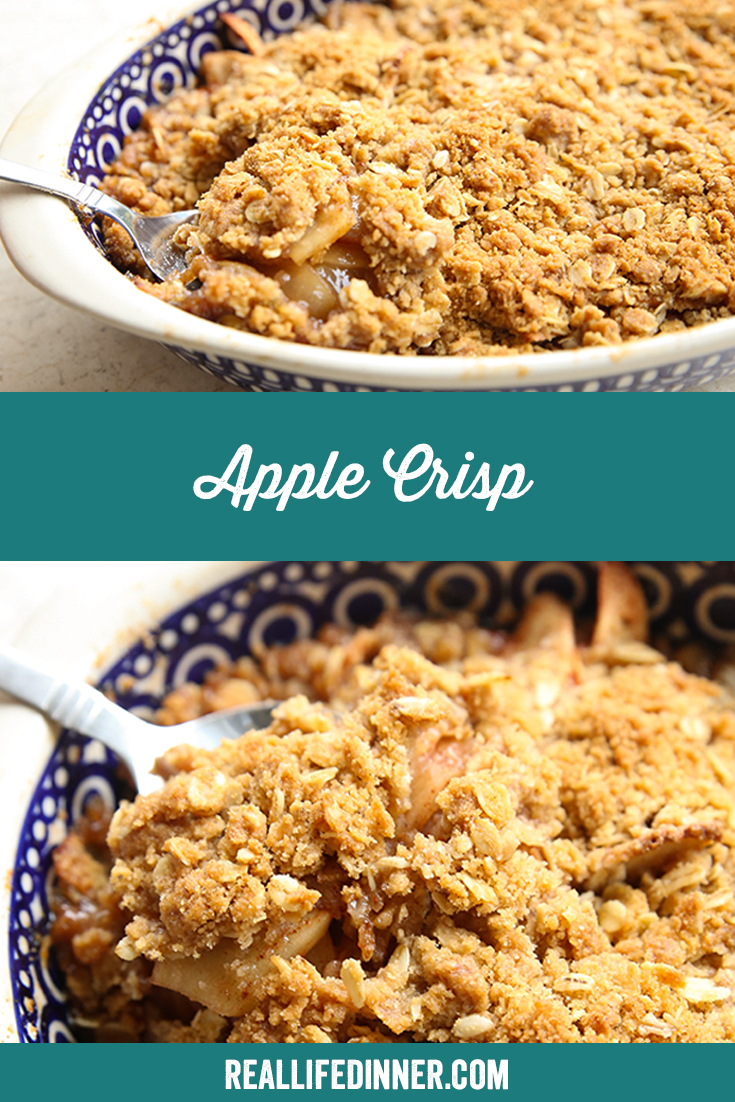 Two-photo Pinterest picture with the text "Apple Crisp" in the middle.
