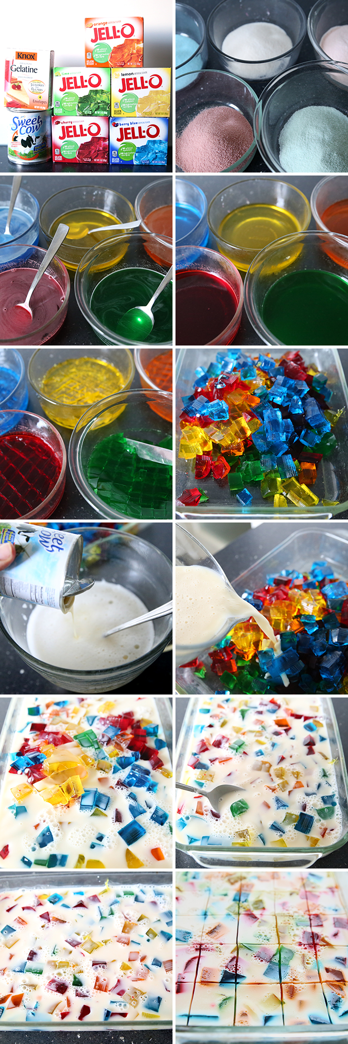 12-photo picture of step-by-step pictures on how to make Broken Glass Jello Squares