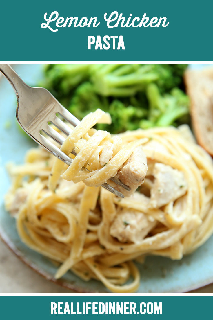 Pinterest picture with the text "Lemon Chicken Pasta" at the top.