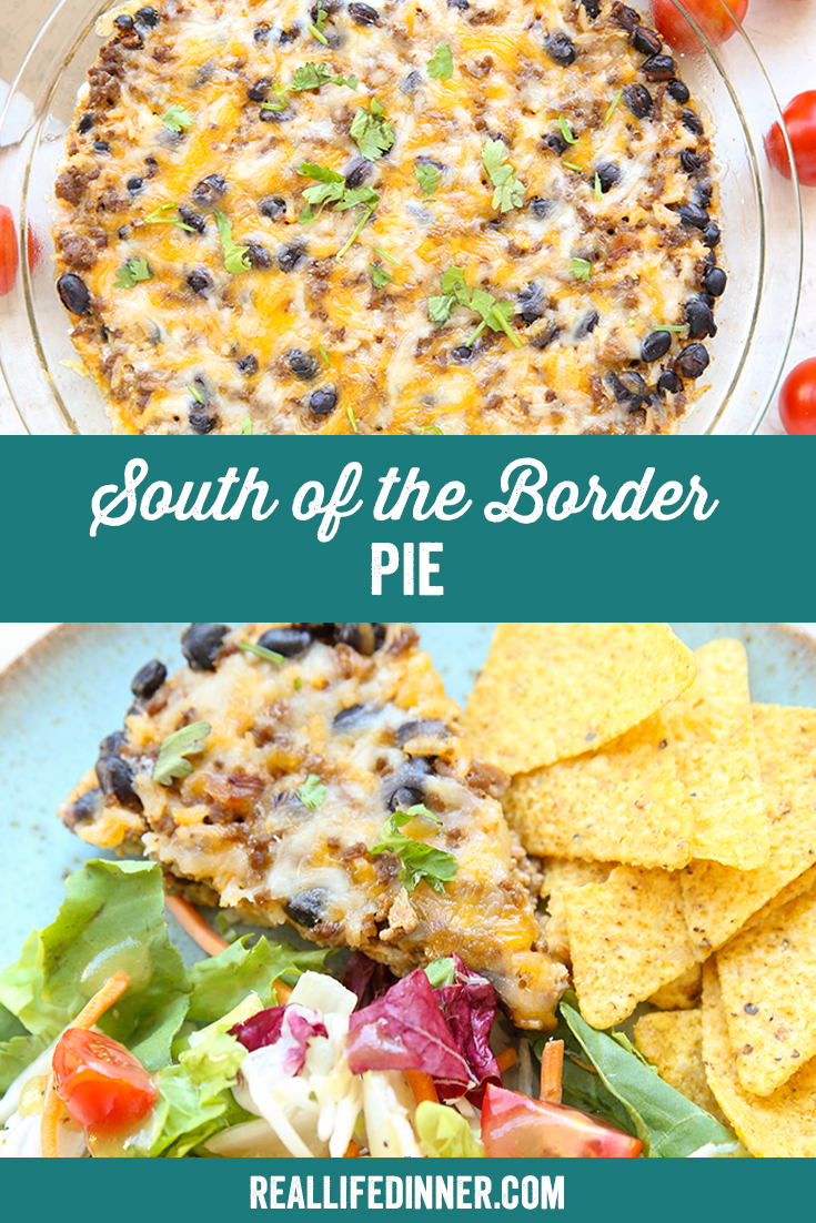 Two-photo Pinterest picture with the text "South of the Border Pie" in the middle.