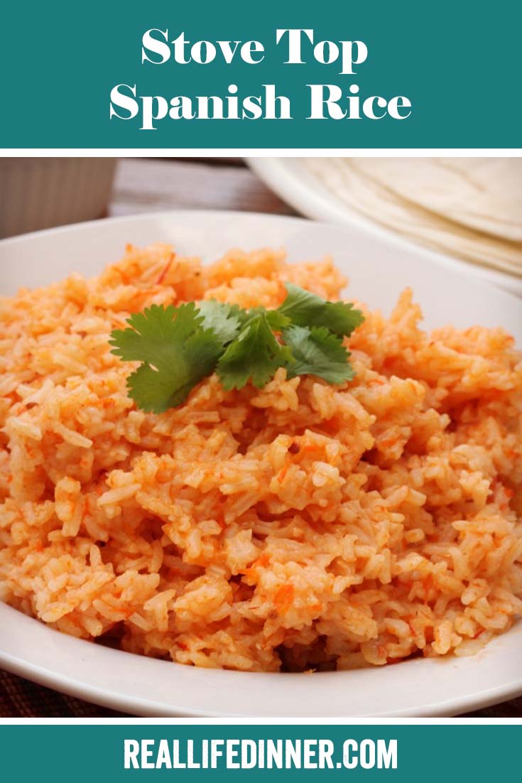 Pinterest picture of Stove Top Spanish Rice.