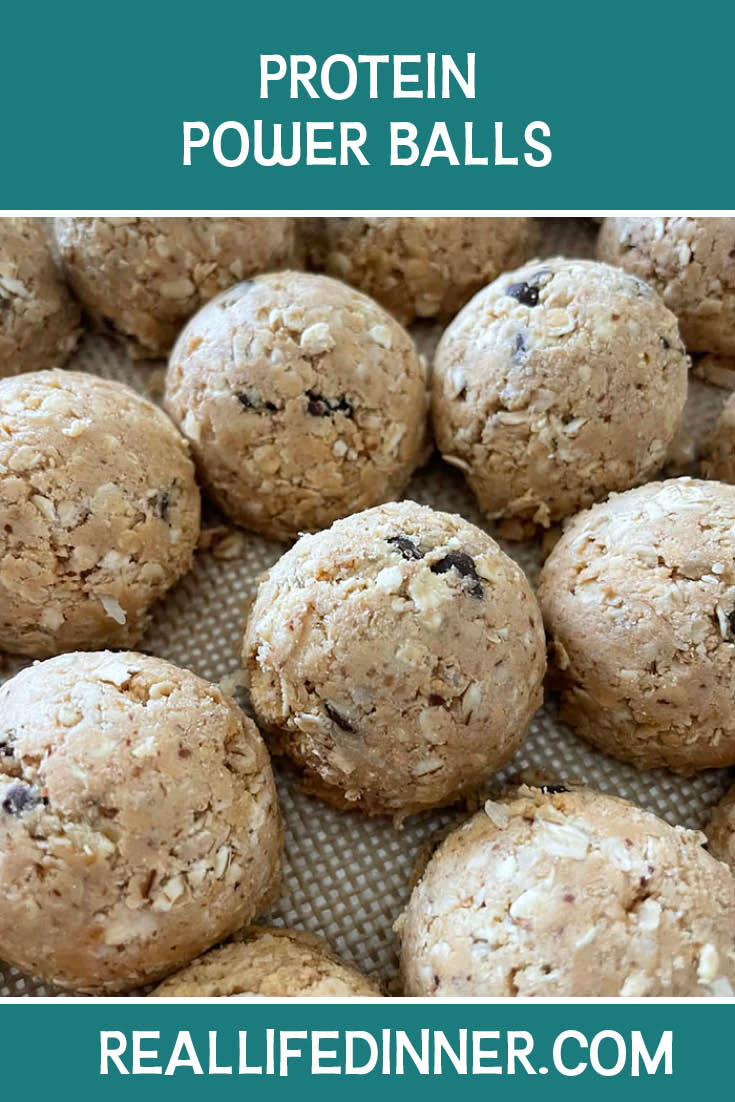 Pinterest picture of Protein Power Balls with the text of the title at the top.