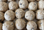 Protein Power Balls sitting on a silicone baking mat.
