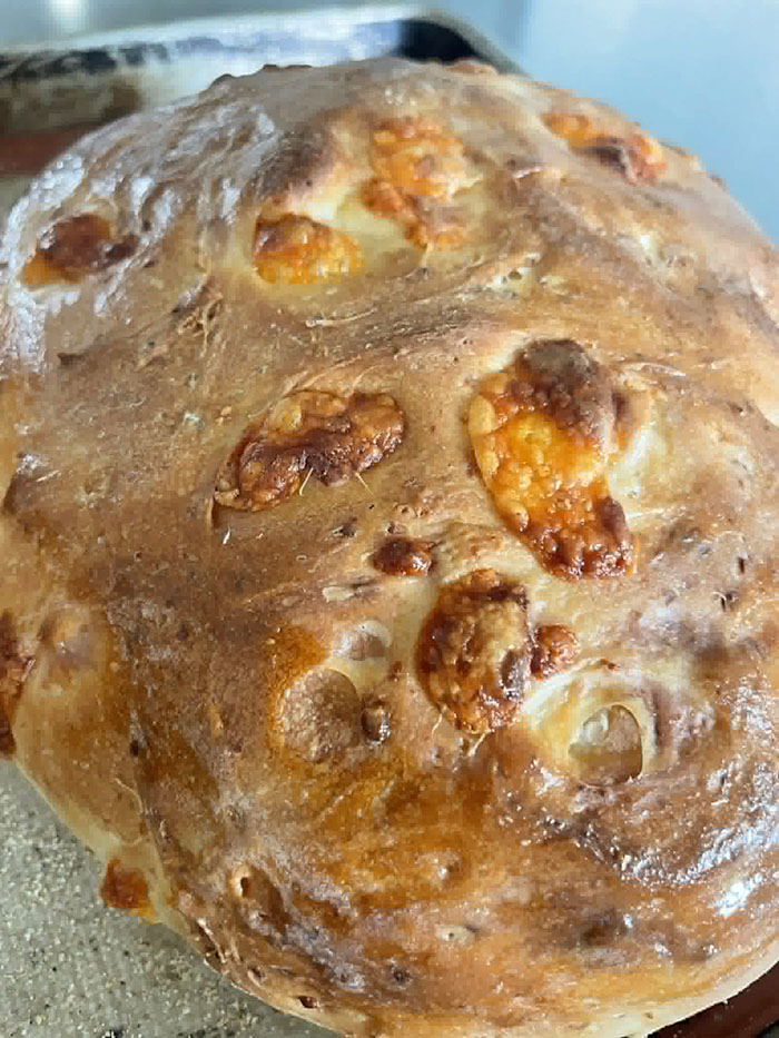A loaf of Easy Cheesy Bread.