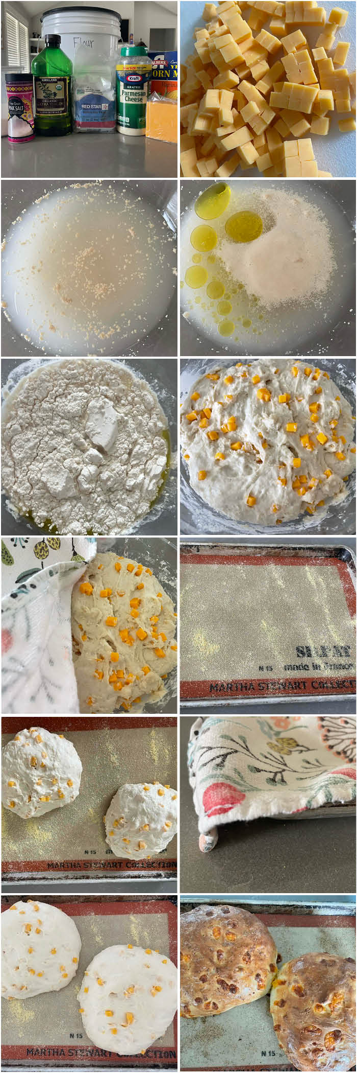 12-photo picture collage of step-by-step photos of how to make Easy Cheesy bread.