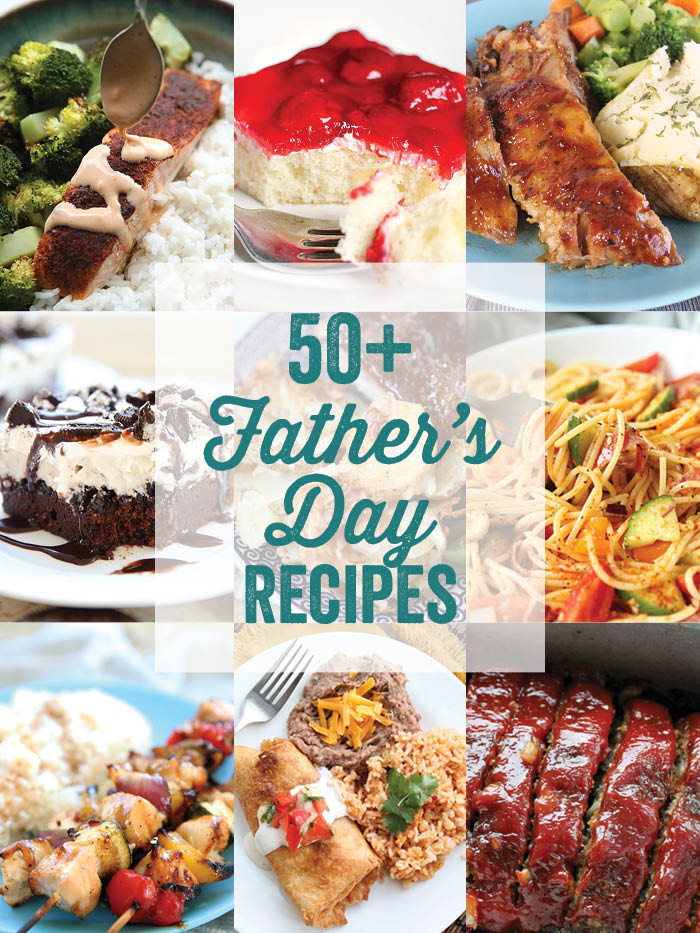 9-photo picture collage of grilled teriyaki chicken kabobs, chimichanga, meatloaf, brownie oreo ice cream cake, oven baked dutch oven potatoes, spaghetti pasta salad, bang bang salmon, raspberry shortcake dessert, barbecue pork ribs.